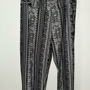 Black and White Patterned Women's Pants